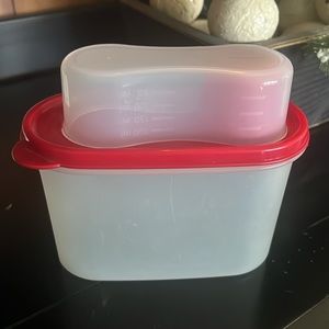 Vintage Tupperware modular mate oval container with pour spout and measuring cup